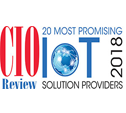 CIO Review 20 Most Promising Solution Providers 2018 logo with red and blue text on white background