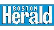Boston Herald logo with white text on blue background inside white box